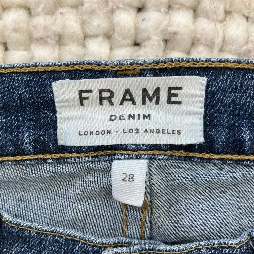 FRAME Size 28 Le Skinny de Jeanne Dark Wash Mid Rise Denim Ankle Jean - Picture 9 of 11